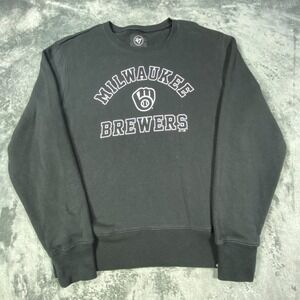 Milwaukee Brewers Fleece Pullover Sweater Large Mens 47 Brand MLB Black Baseball